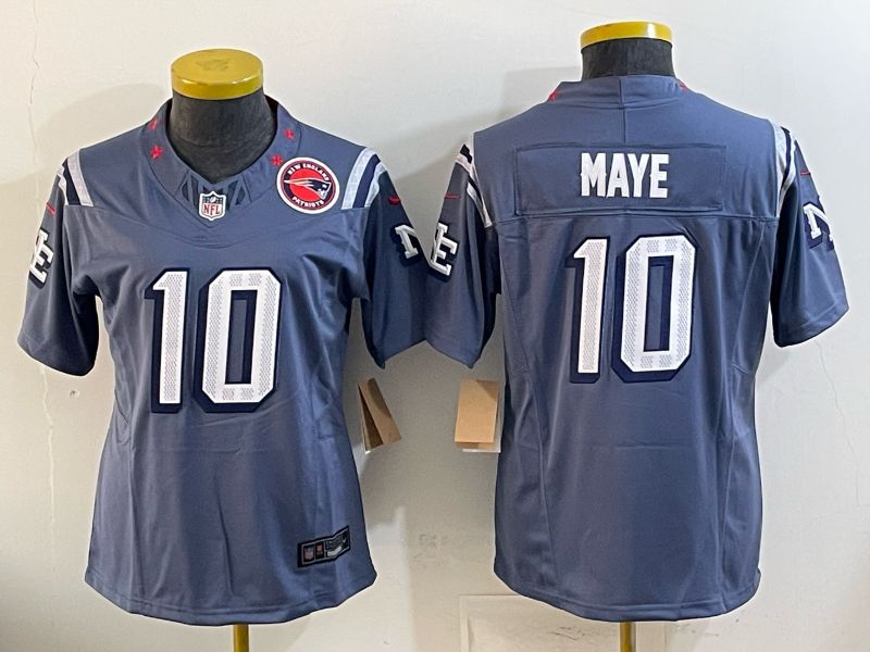 Women 2026 New England Patriots #10 Maye blue Throwback 5th generation Nike Limited NFL Jersey style 012081->women nfl jersey->Women Jersey